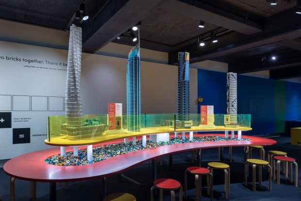 Four skyscrapers located in Australia with a space to build your own model underneath.