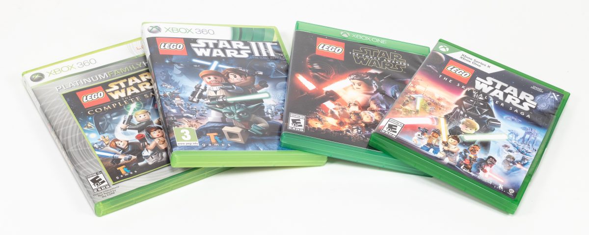 All five LEGO Star Wars games. (The first two games were combined into "The Complete Saga".)