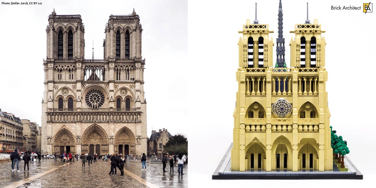 The front facade includes all the key details of the real building.