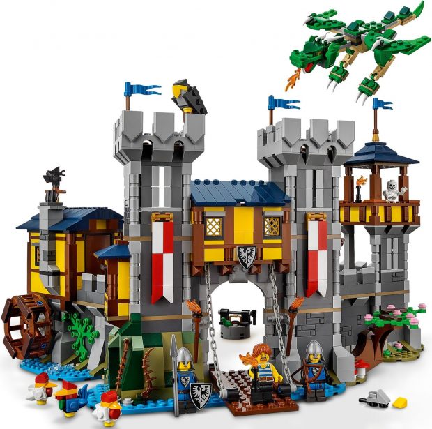 The castle is the main build, utilizing all of the included pieces.