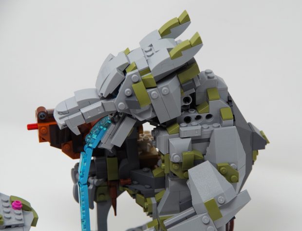 The head is attached to the body using technic pins.