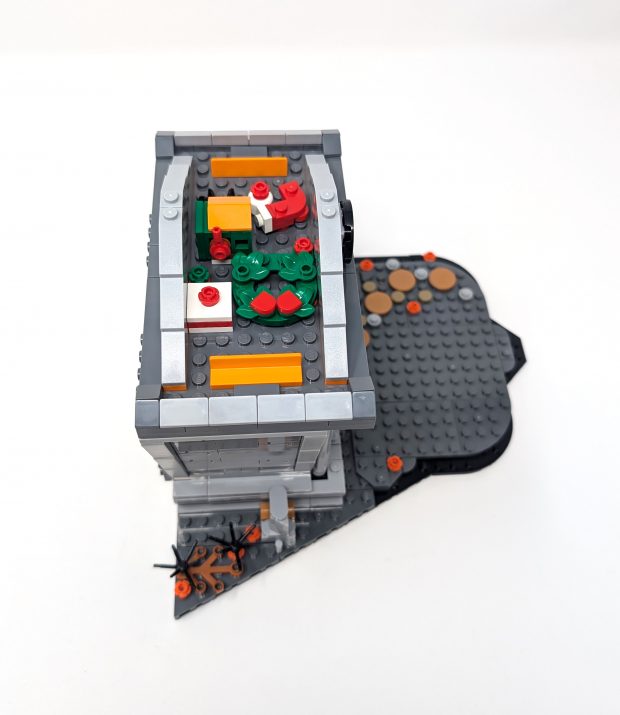 The roof is filled with Christmas themed elements to change the scenes' mood.