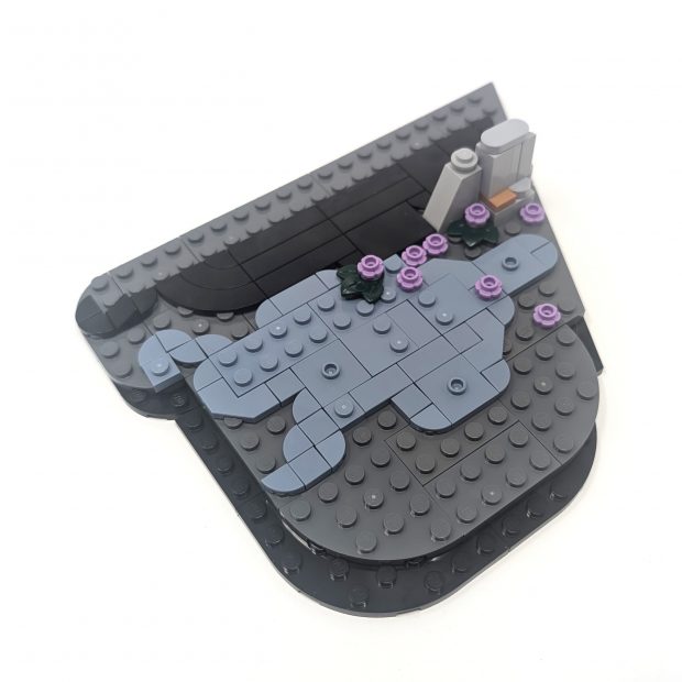 Mix of tiles and plates in various shapes make up the base.