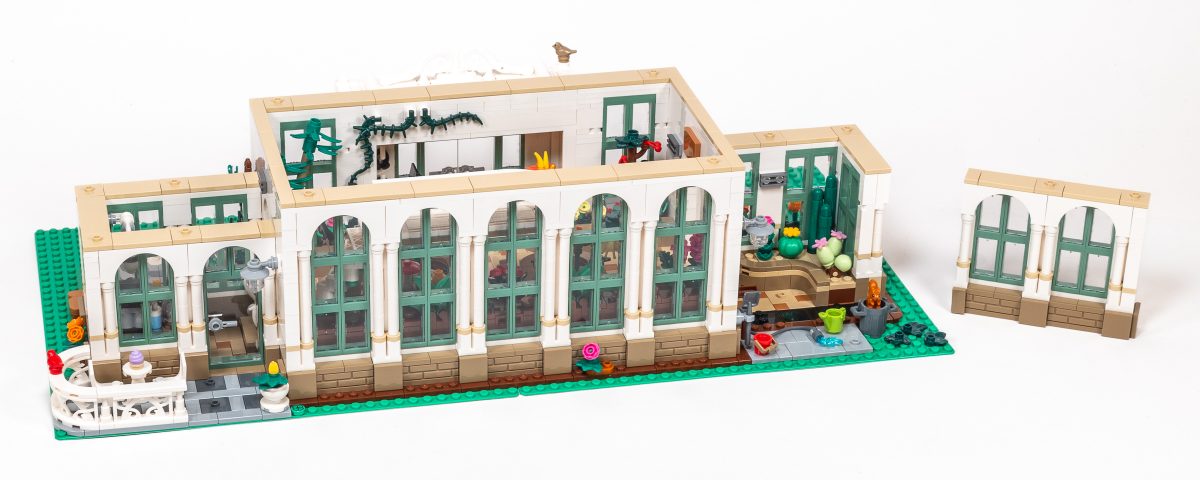 Back of the model showing patio on left and removable panel to access the cactus garden on right.