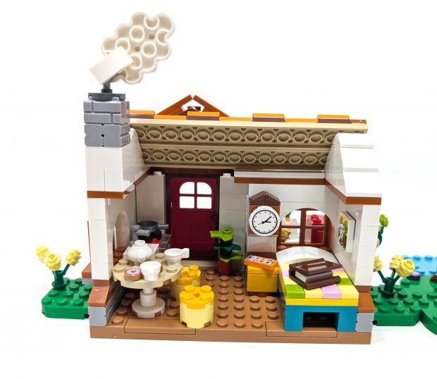 The inside of the house is packed with furniture.