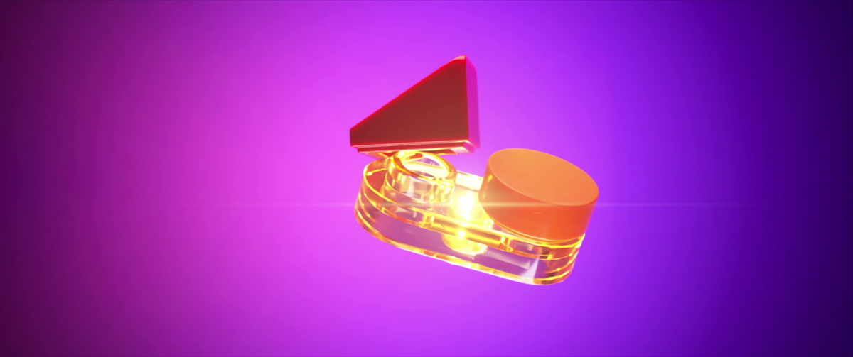 We see a physical metaphor for building beats using a few brightly-colored LEGO bricks.