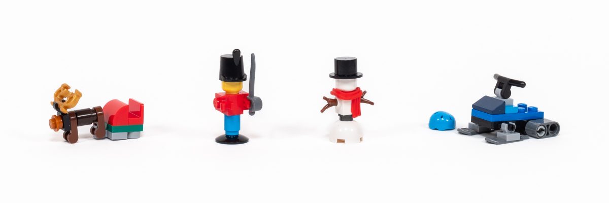 LEGO City - Reindeer with Sleigh, Toy Soldier, Snowman, and Snowmobile.