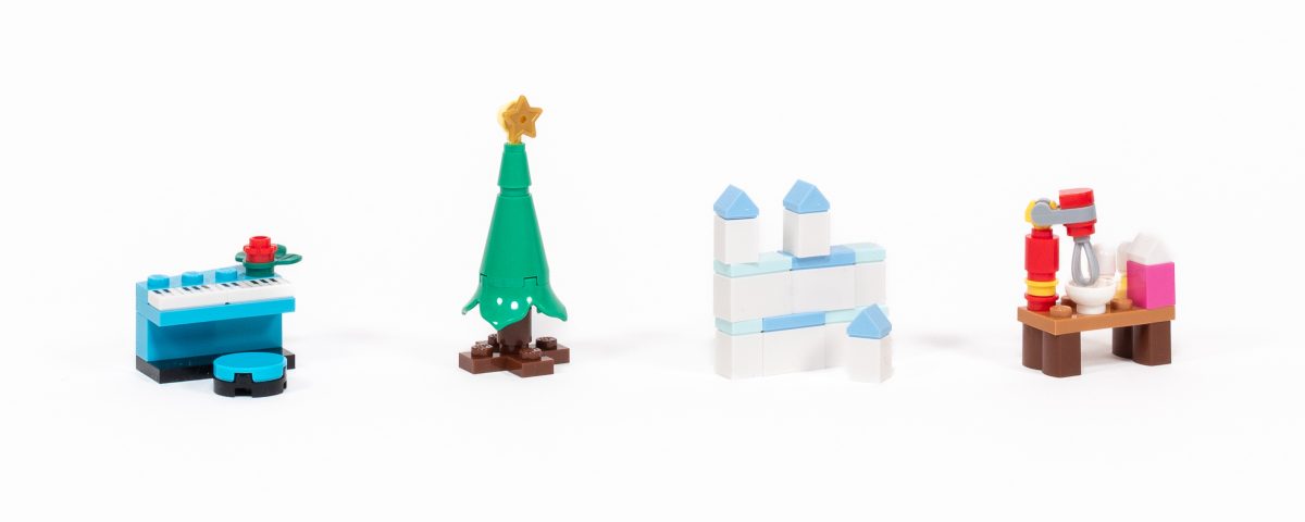 LEGO Friends - Piano, Christmas Tree, Stacking Blocks, and Mixer.