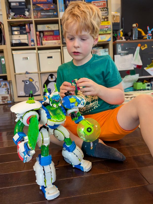 The large model was difficult for a very small builder to pose.