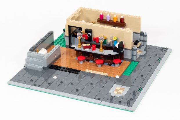 The styling of the bar feels more like a drinking establishment than a restaurant.