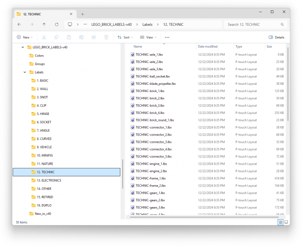 The legacy LEGO Brick Labels required you to download a folder containing all of the label files.