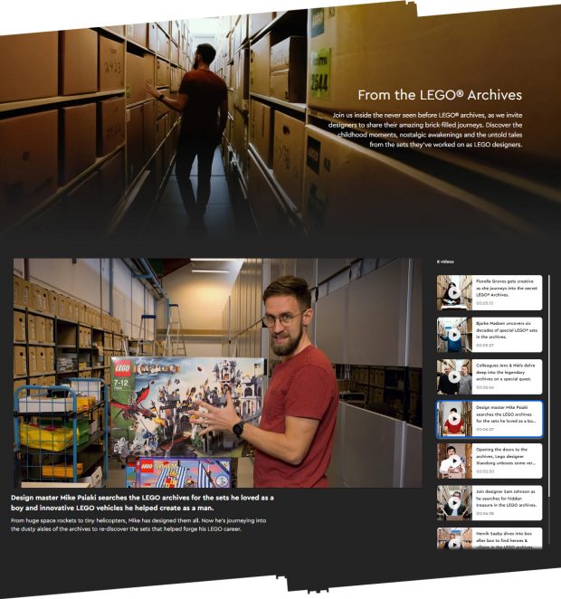 Scroll down on the Adults Welcome page for videos of LEGO designers geeking out in the archives.