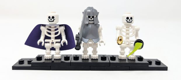 Three Skeletons are included, each adorning various accessories.