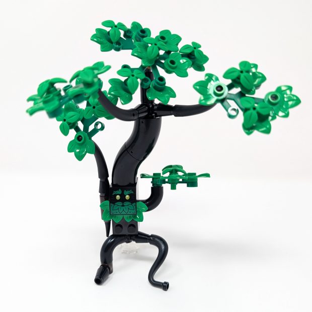 The color of the Treant makes it fit the color palette of traditional LEGO forestmen.