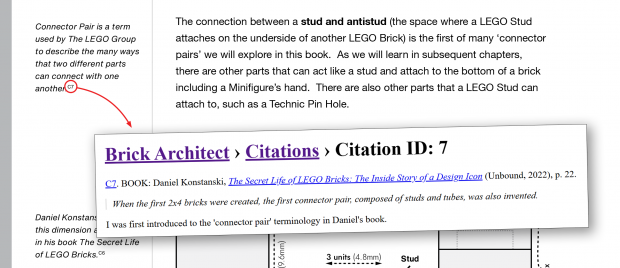 I'm designing a system for citation ID's in the book to be accessible online.