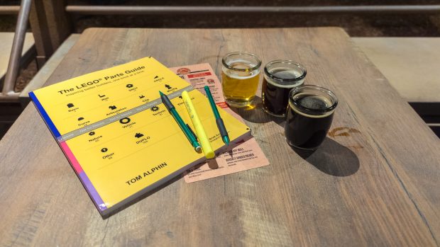 Improving the book with a few tiny beverages at Zion National Park.