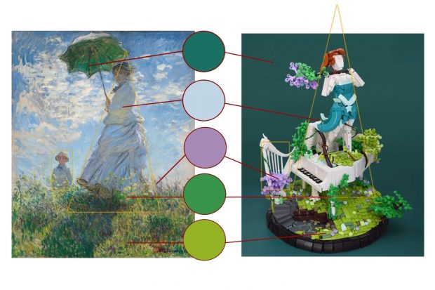 Kim Nugent drew inspiration from Claude Monet’s Women with a Parasol. (Photo: BrickNerd)