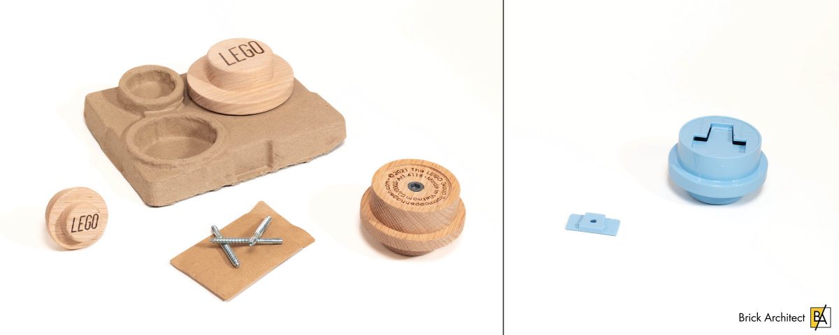 The wooden hangers attach with heavy bolts and the plastic ones use small screws attached to a plastic cleat.