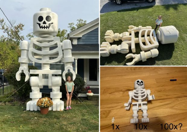 I loved this 100:1 scale LEGO Skeleton which is the best Halloween decor imaginable. (Photo: Haunted Spider on Instructables)