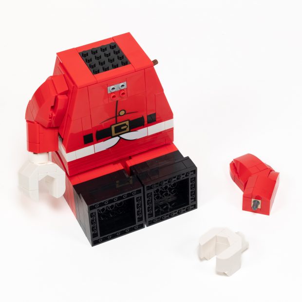 Santa's brick-built hands and arms are reasonably accurate.