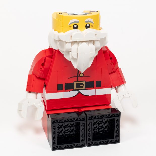 Santa waits patiently for his cozy hat.