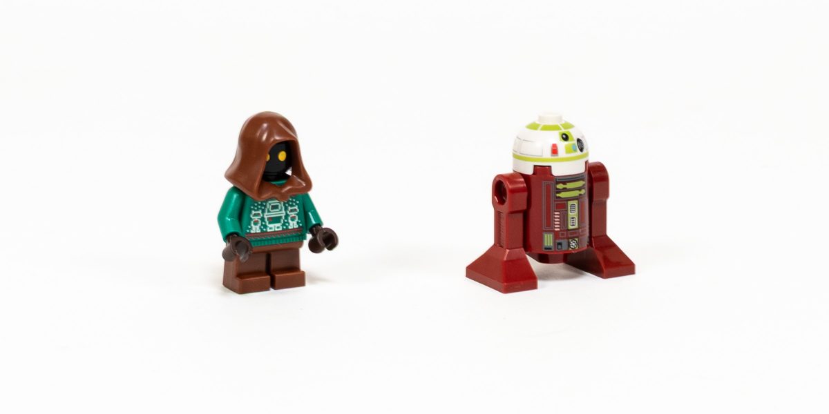 Jawa in Christmas sweater (left) and a dark red R-unit.