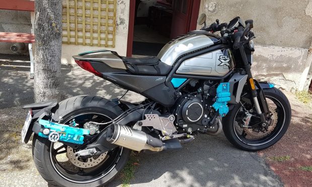 Jean-Yves' motorcycle with brick-built LEGO detailing. (Photo: BrickNerd)