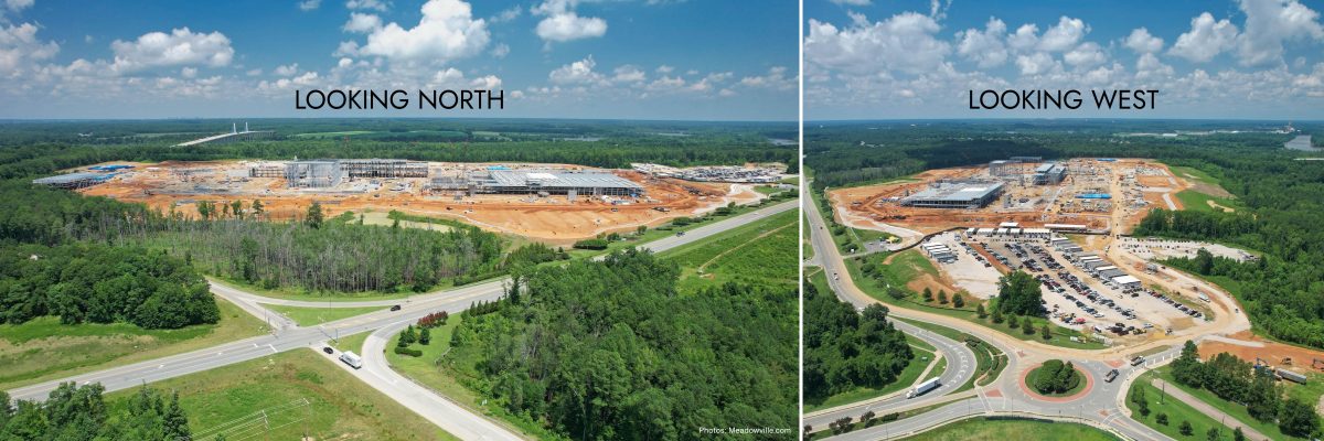 Aerial photos provide much-needed context for this massive job site. (Photos: Meadowville.com)