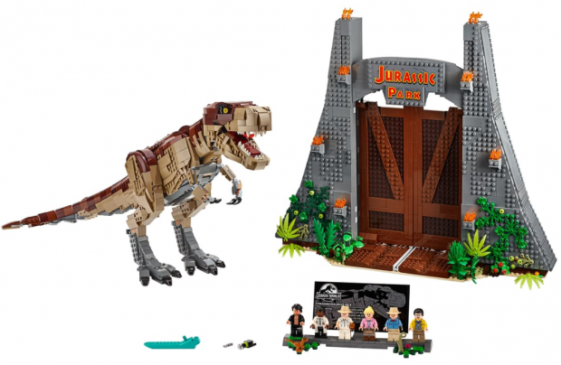 75936 Jurassic Park T. rex rampage recreates one of the most iconic scenes of the franchise. (Source: LEGO).