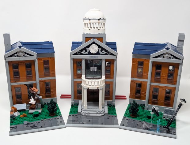 The X-Mansion is built across 3 baseplates and as such can be split.